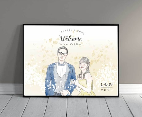 似顔絵風ウェルカムボードB 選べる背景 フォント アイコン送料無料Pay ID