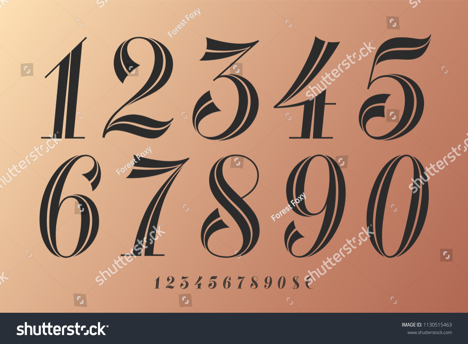 水彩タッチの数字 明朝体 ストライプ：イラスト無料