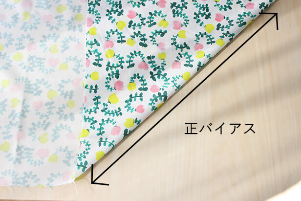 バイアステープの角の縫い付け方nunocoto