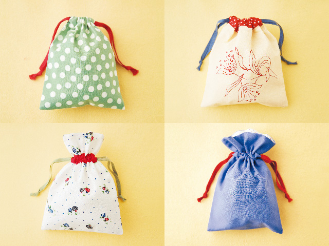 巾着袋の作り方 裏地なし・マチなし・ひも片側NUNOTOIRO