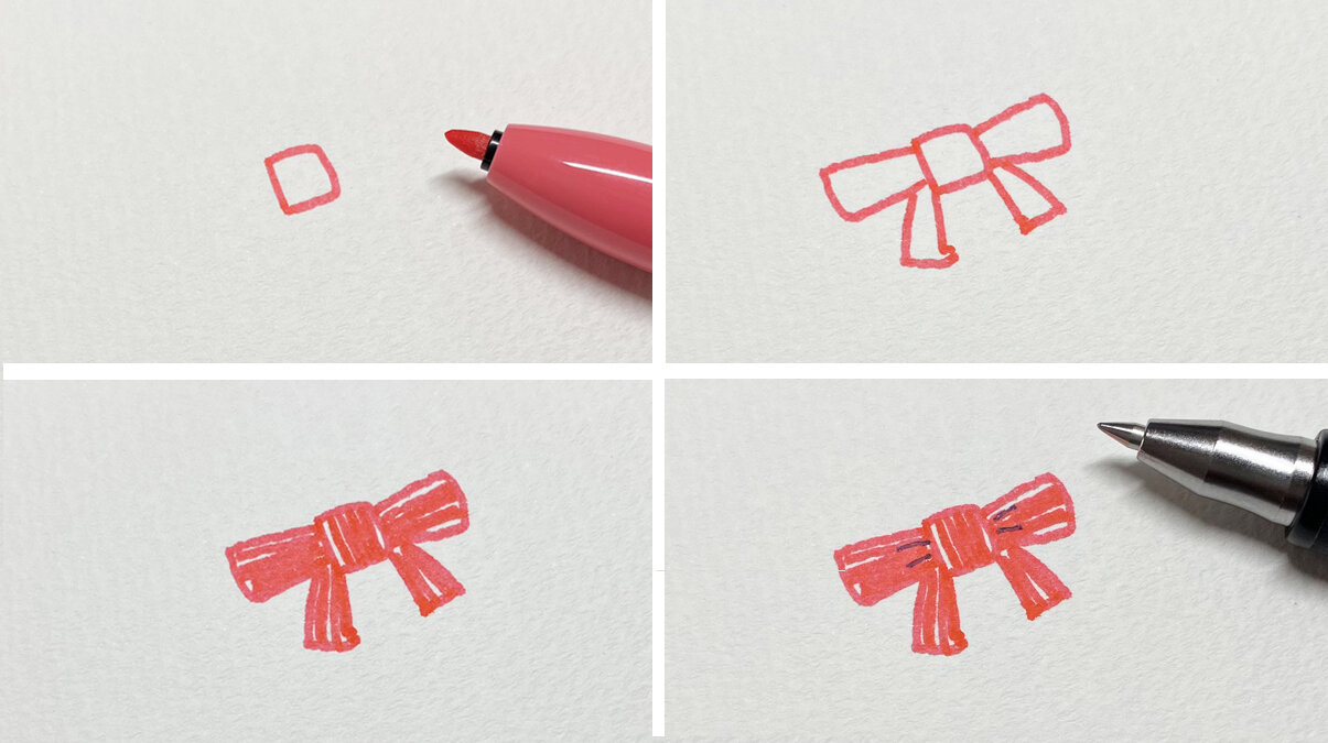 リボンフレームの描き方スケジュール帳に使える簡単イラスト