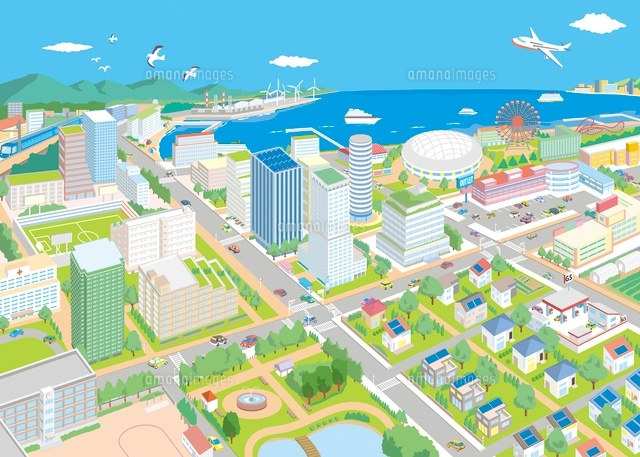 街並と青空を見渡すの無料の写真素材 - ID.1529フリー素材 ぱくたそ