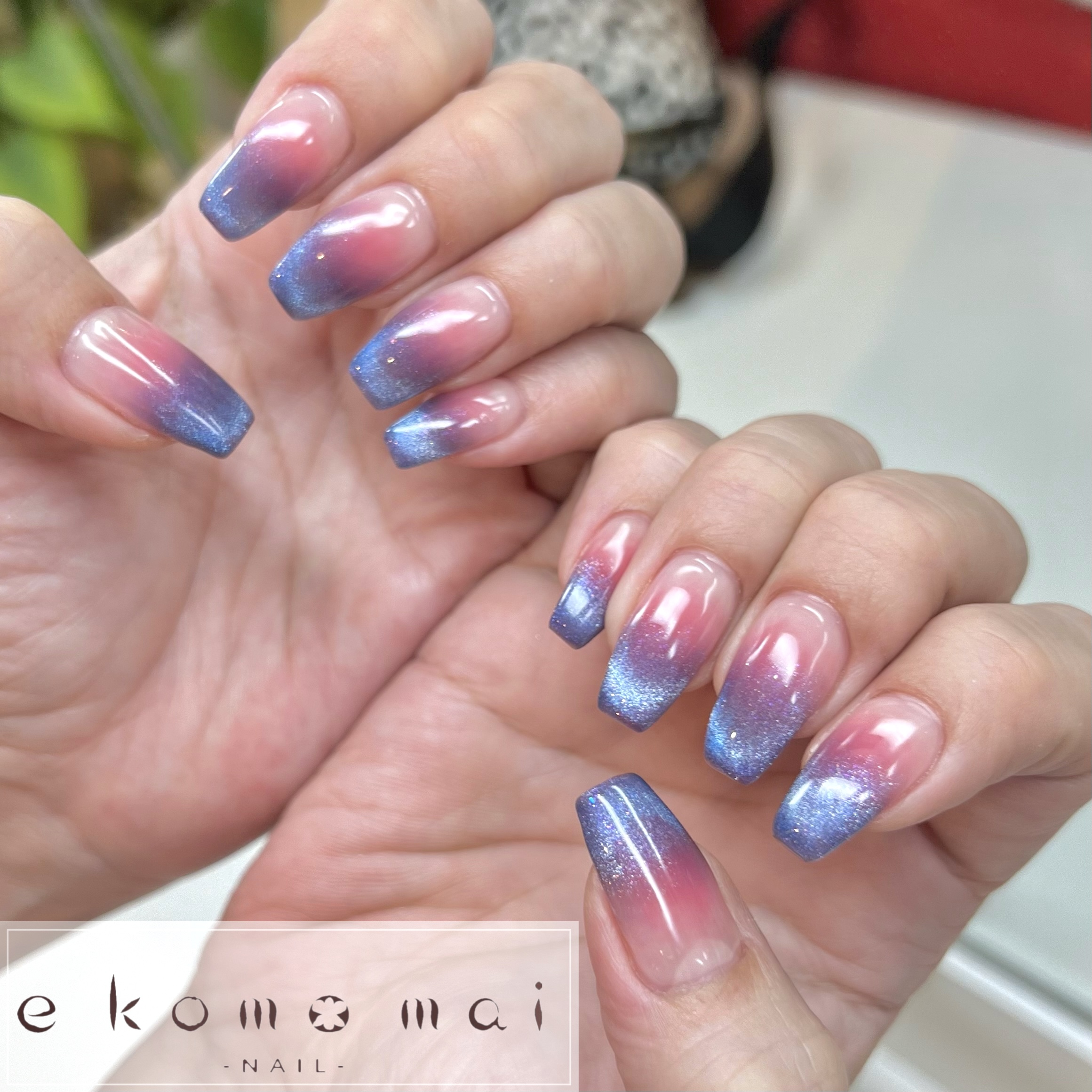 パープル系で可愛く♪ラメグラデーション＆微粒子マグネットネイル成増3分のネイル・フェイシャルサロンCenbless センブレス