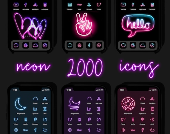 レッド iOS 14 アプリアイコンパックネオン美的 iOS 14 アイコンiPhone アイコンパック ネオン30 パックアプリアイコン - Etsy 日本