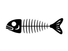 魚、魚の骨を表す2色スタイルのアイコンのイラスト素材107341061- PIXTA