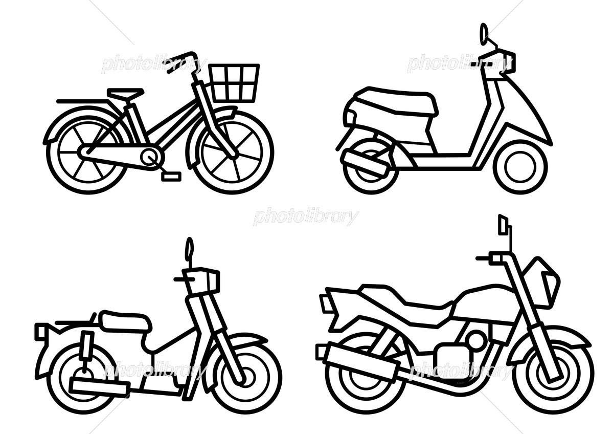 ビンテージ バイク手描きシルエット イラストの写真素材・画像素材 Image 49697228