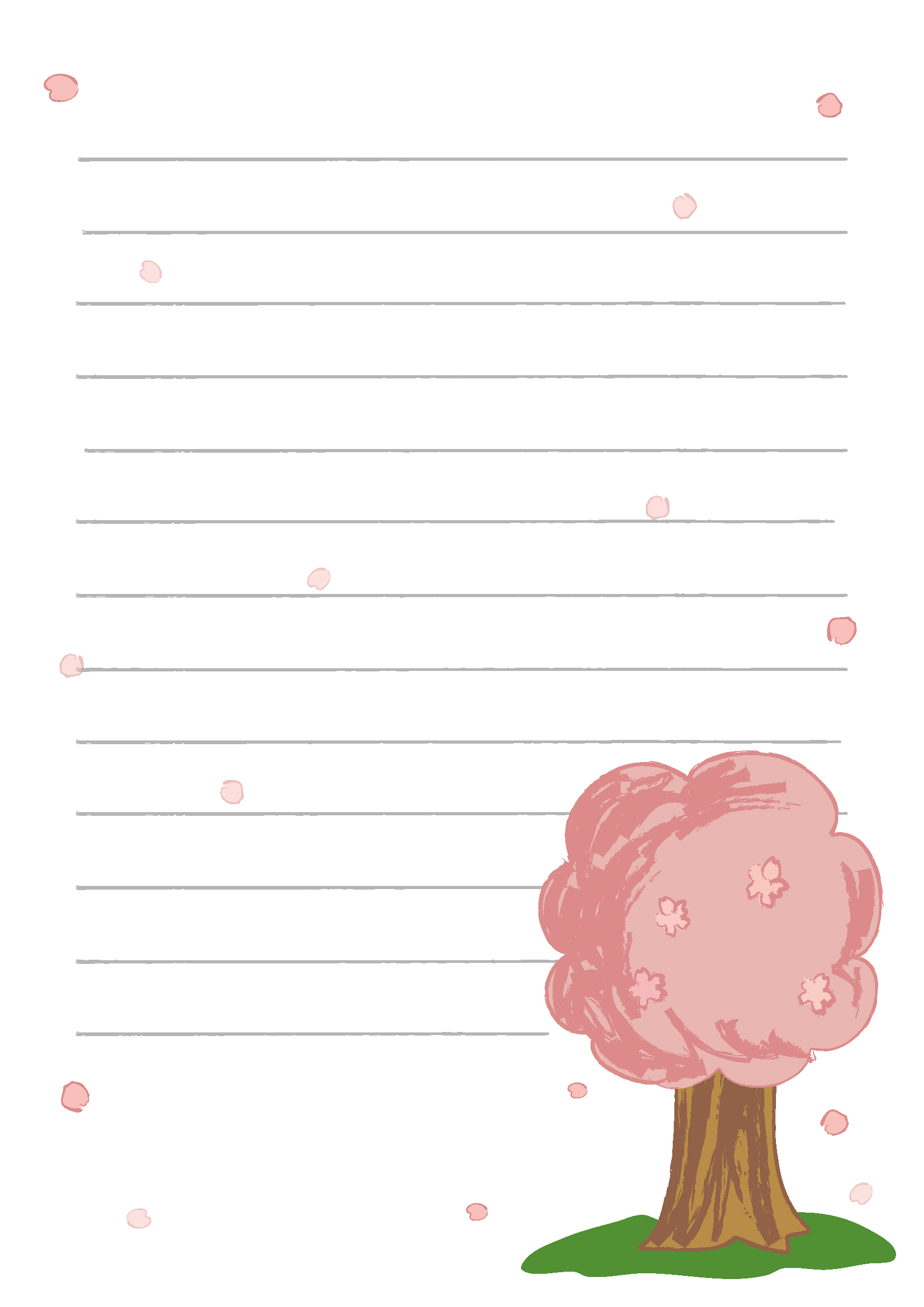 便箋テンプレート「梅」ダウンロードかわいい無料イラスト 印刷素材.net