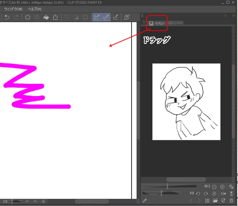 クリスタ サブビューパレットの場所と使い方のんかつ