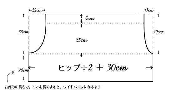 型紙 縫い代付き 両脇ポケットパンツ 型紙 作り方レシピ付 おとな 大人 ユニセックス 男女兼用1bunno1