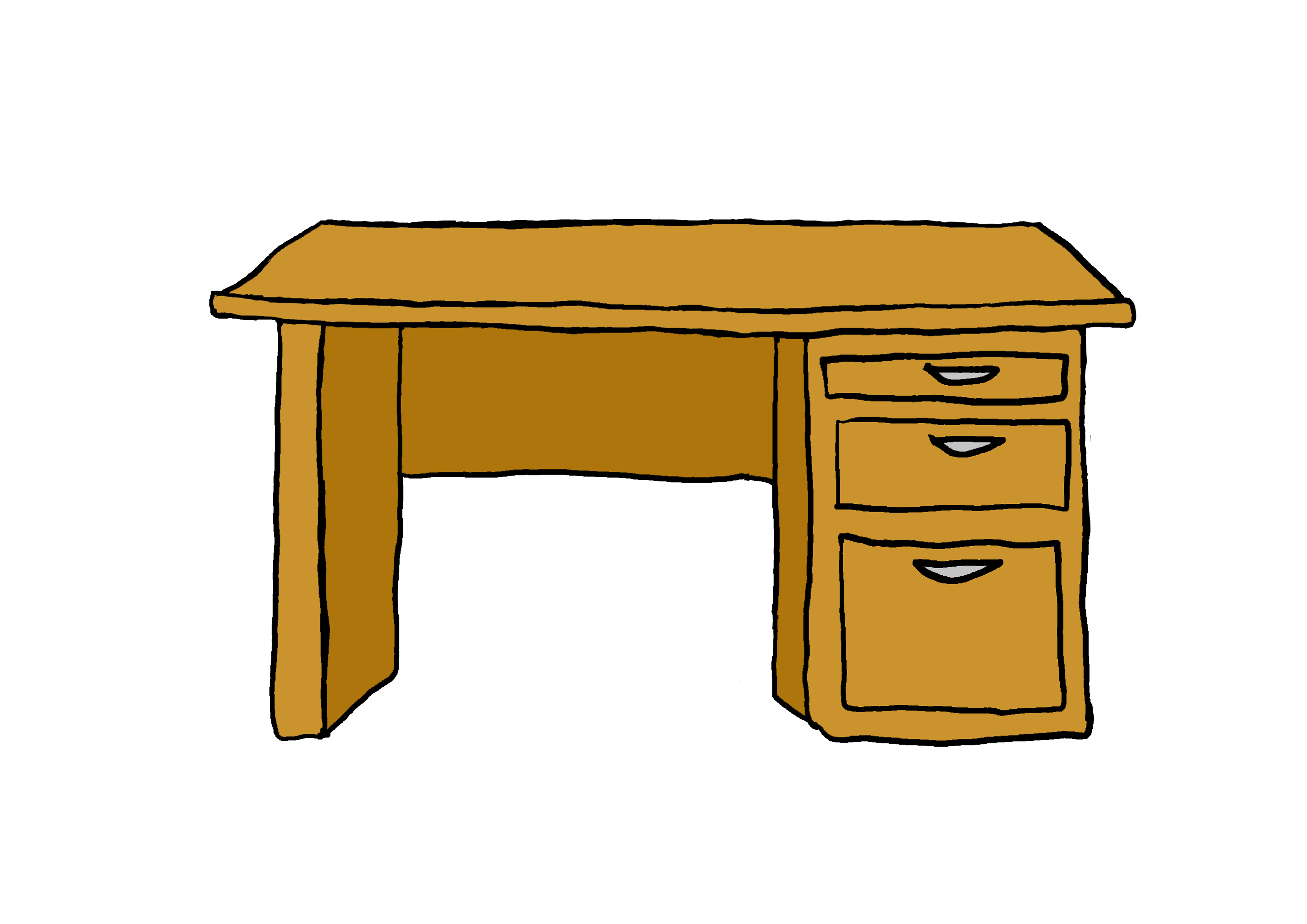 木製の学習机のイラストエコのモト