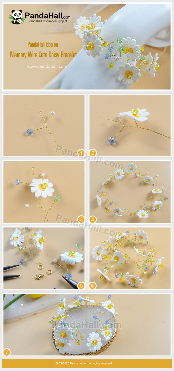 フラットなお花に仕上がる♪簡易！花編み🌼DIY🌼ビーズブレスレットチョーカーEasy Spring FlowersBraceletChoker レトロ可愛い春アクセ♡作り方