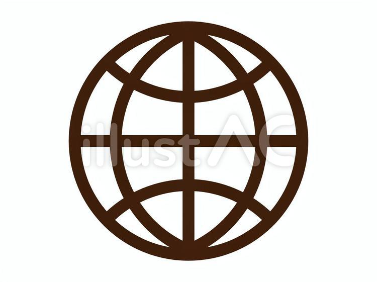 色塗りできる地球・惑星 アイコン・ワイヤーフレーム球体 のイラストぬれよん-ぬれるフリーイラスト