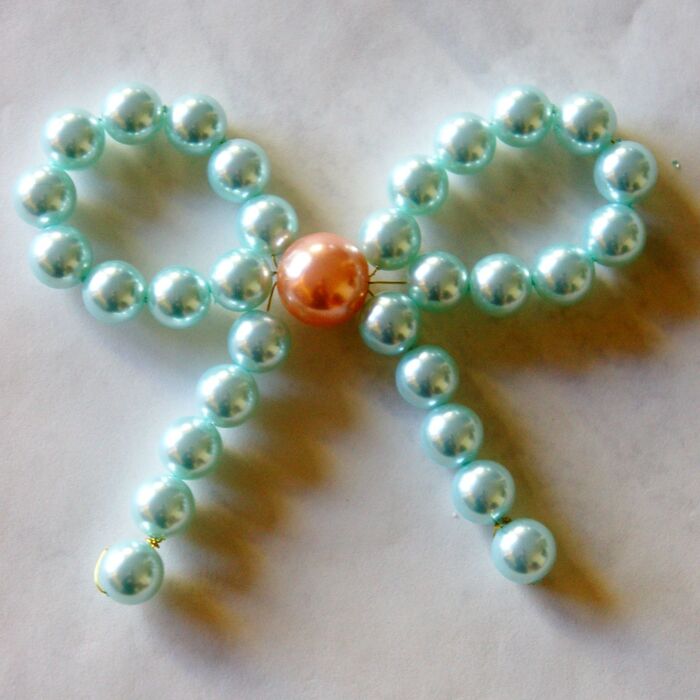 カスタムボールペンに入るビーズリボン結びラメパステルカラー、ラメ