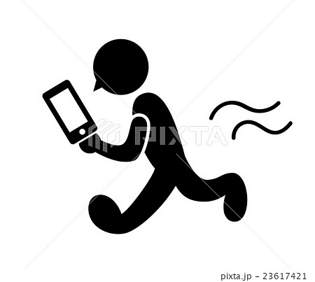 トイレでスマホする人のピクトグラムイラストのフリー素材イラストイメージ