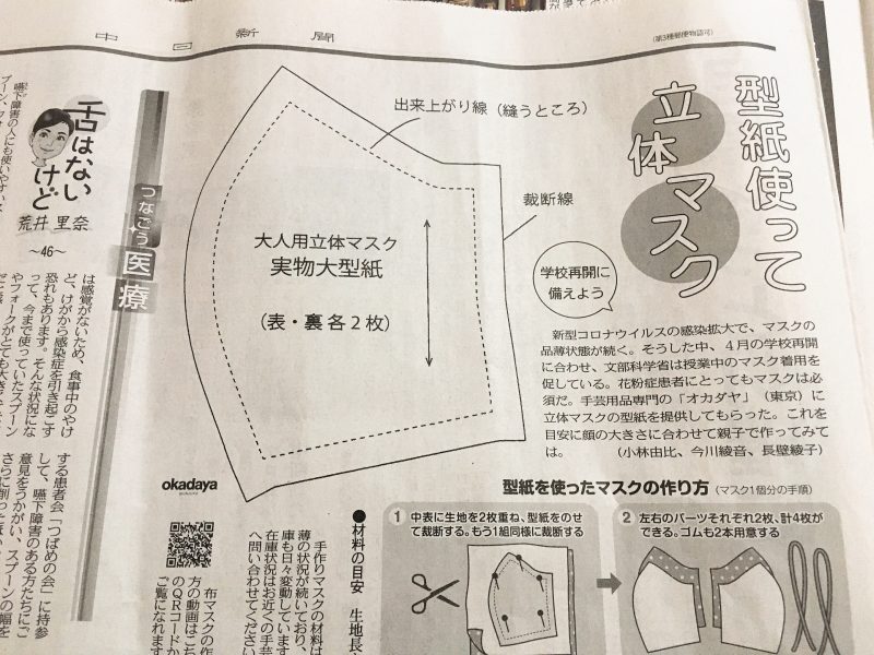 マスク パターン 簡単縫い代付き 子供 立体 人気 小学生 息苦しくないマスクの型紙商用利用可