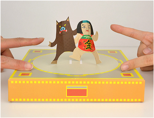 無料 とんとん相撲・画用紙工作 3歳4歳5歳・異年齢向き イラスト型紙つきあつまれ！せんせいのこども園