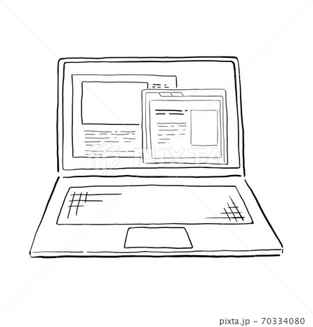 ノートパソコンを触るてがきですの！β かわいい・ゆるい無料イラスト