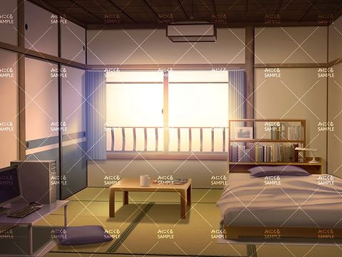 フリー素材 パソコン部屋２ 4枚背景イラストみんちりえ