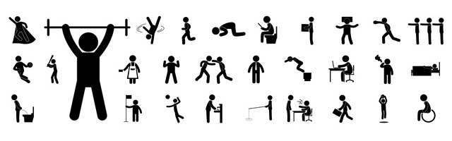 歩く人のピクトグラムイラストのフリー素材イラストイメージ