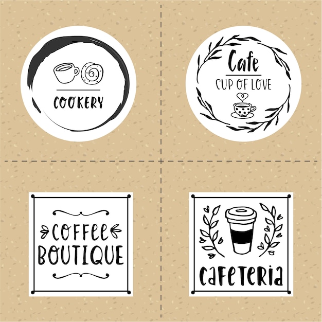 レトロカフェ ロゴマーク イラストセットのイラスト素材105779181- PIXTA