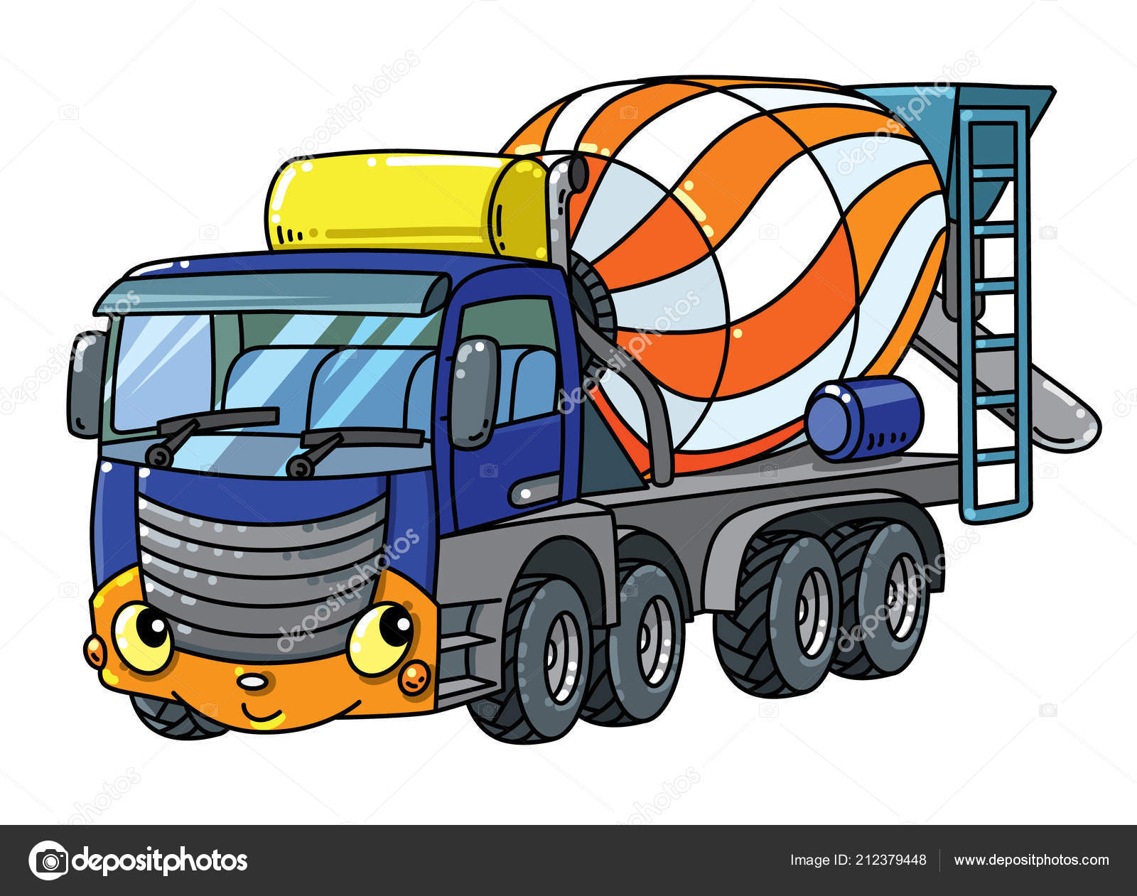 可愛いミキサー車のイラスト - カラフルな乗り物素材 - チコデザ