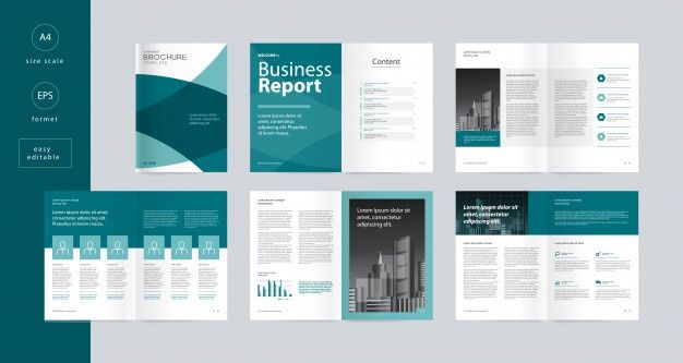 ビジネス系会社案内パンフレットテンプレート No.019 緑色チラシテンプレートセンタ