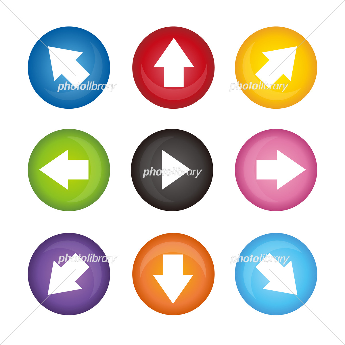 矢印ボタン、イラストのセットPremiumベクトル素材