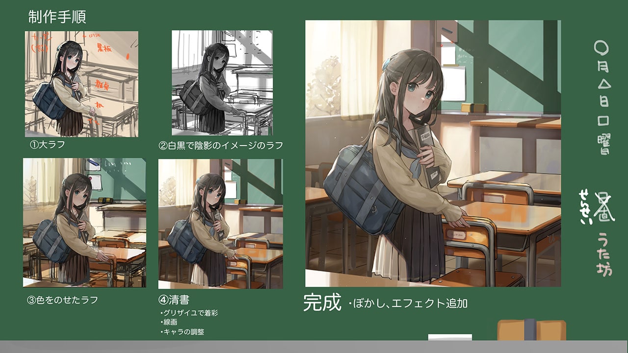 初心者向け すぐに試せる！人物イラストの簡単な背景アイデアとコツ♪MediBang Paint – 無料のイラスト・マンガ制作ツール