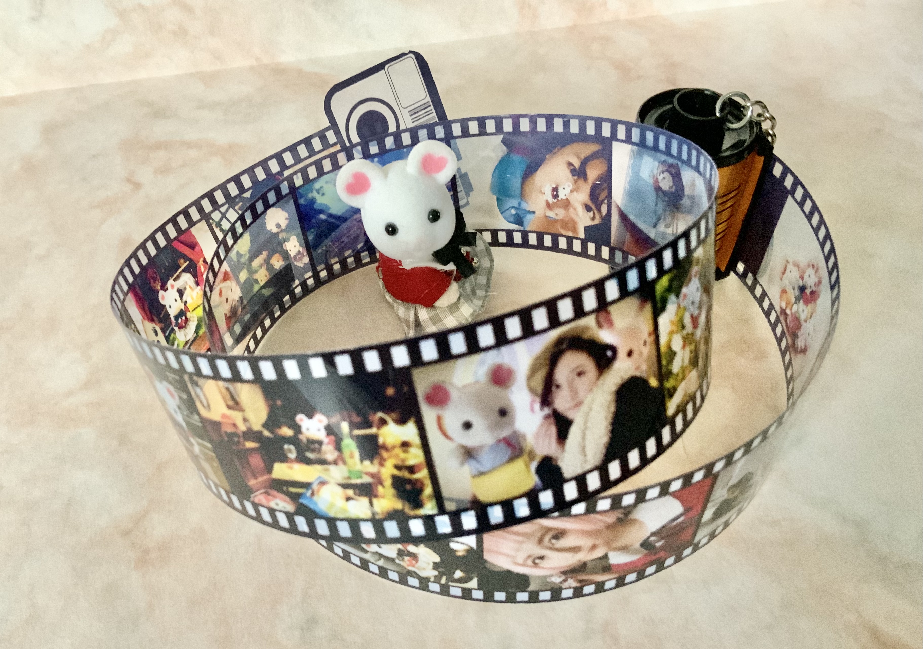 カスタムフィルムロールキーホルダー‐写真5 10 15 20枚写真添付作成記憶残す最高の記念日プレゼント遠距離恋愛プレゼント