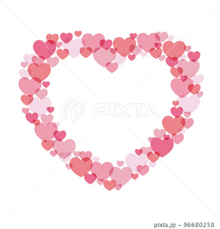 ハートフレーム、シンプルな飾り枠イラスト。透過PNG：イラスト無料