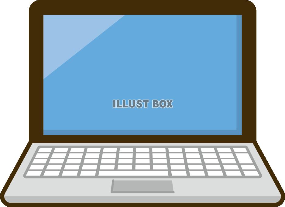 色塗りできるノートパソコン 上 のイラストぬれよん-ぬれるフリーイラスト