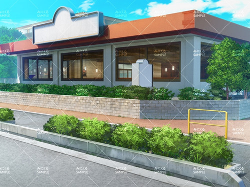 ファミレス店内 昼- 店舗＆施設編02背景素材店みにくる