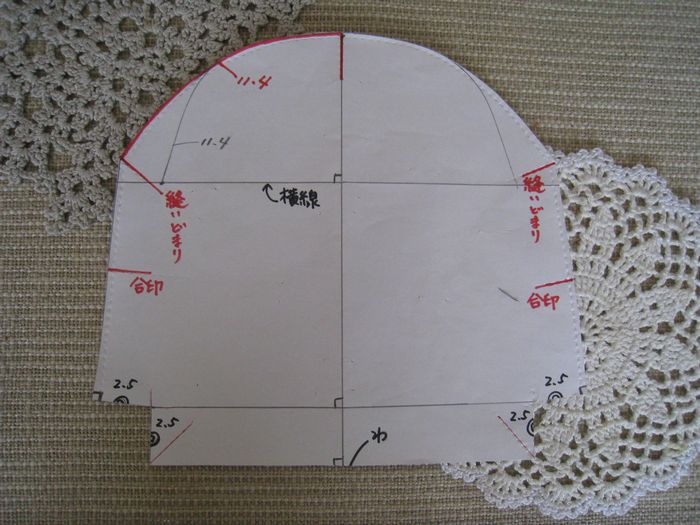 ☆ペンケースの型紙・金具の高さが1cm長い場合の、型紙の補正の仕方。がま口まり先生♪手縫いで作る初めてのがま口 手作り屋万莉