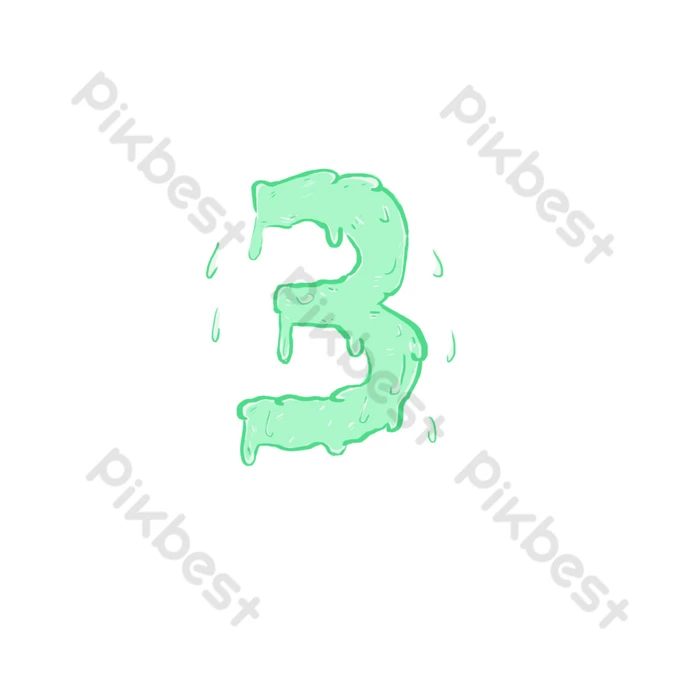 ロウソクの数字_ロウソクが少し溶けているVer.3：イラスト無料