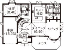 法起寺三重塔 断面図AONIYOSHI