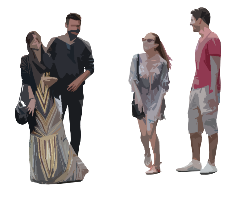 建築パース添景 BLENDER作成 3D人物 - 3D 建築パース素材 人物データ