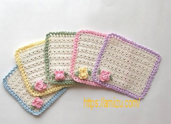 かぎ針編み＞なみなみな縁のコースターrisa