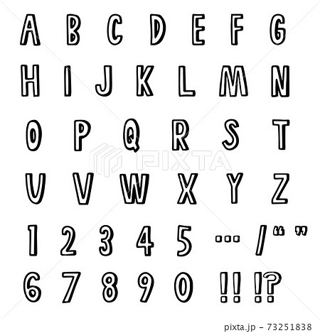 アルファベット＆数字＆記号 手書きポップフォントのイラスト素材73251838- PIXTA