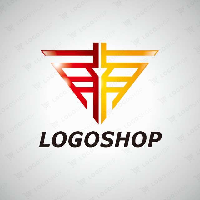 逆三角形と4つの正方形を組み合わせたロゴ ロゴタンク 企業・店舗ロゴ・シンボルマーク格安作成販売