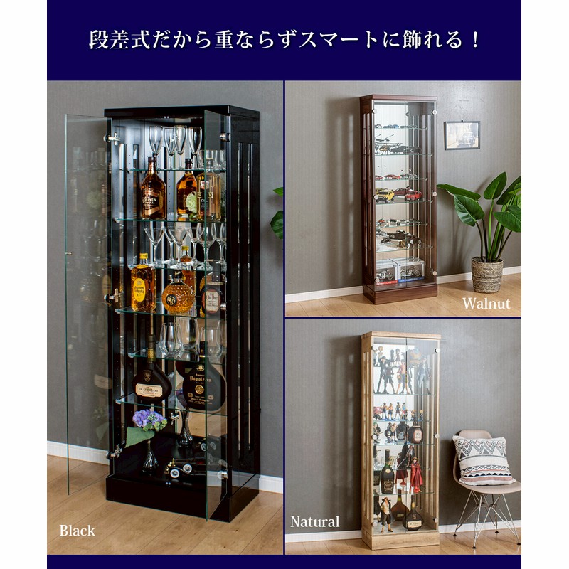 Zenvita コレクションケース アクリル 大型 フィギュア 棚 フィギュアケース ledライト付き ガラスケース おしゃれ 透明設置無料 幅70cm ハイタイプ コレクションケース ガラス ショーケース LED 照明付き フィギュアケース 背面ミラー コレクションボード 収納飾り棚