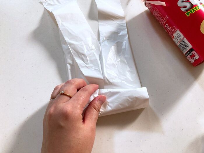 チップスターの空き箱でピンクッション - パッチワークとDIYと猫の記録