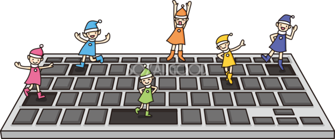 色塗りできるキーボード・キー配列 細線 のイラストぬれよん-ぬれるフリーイラスト