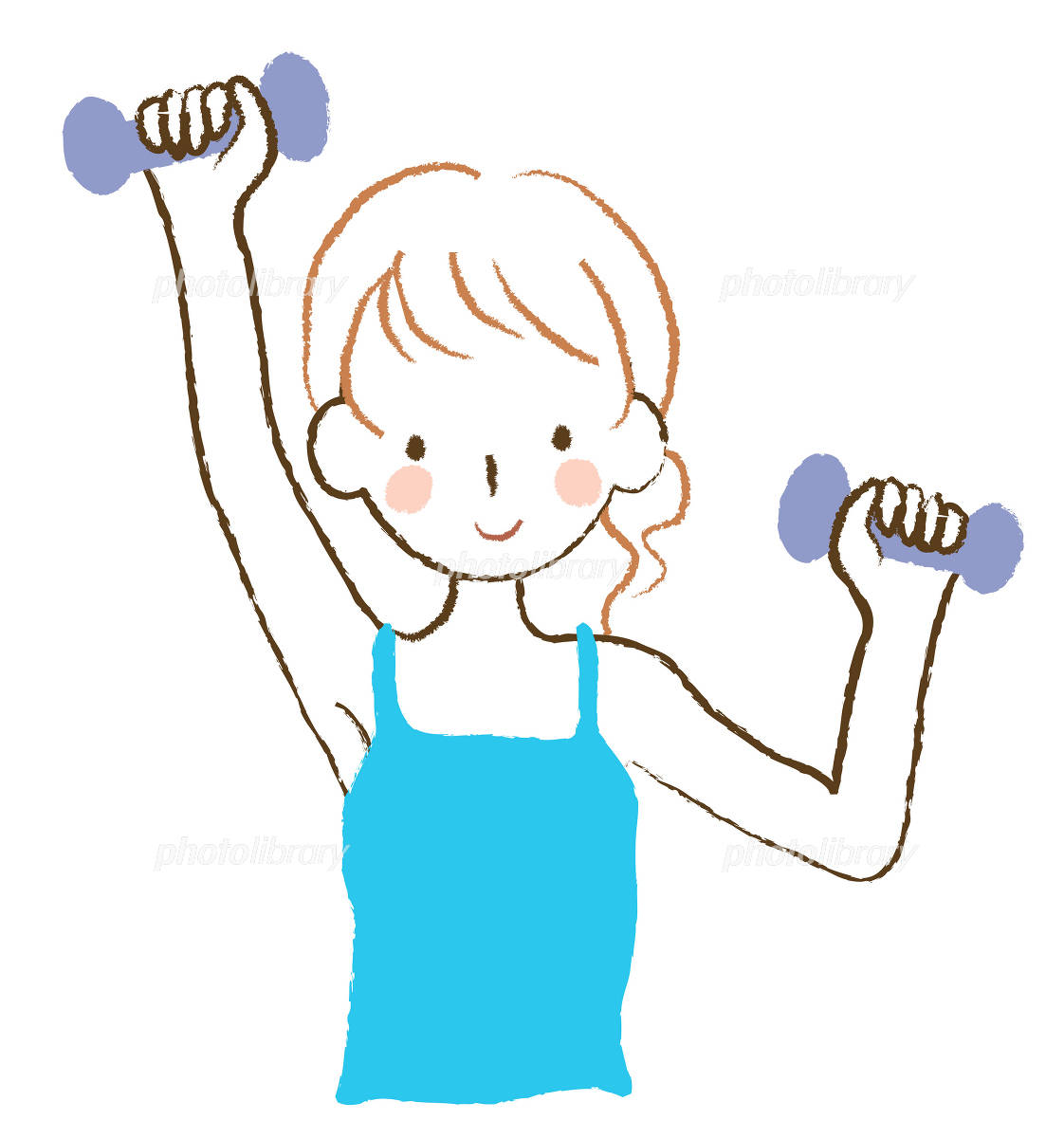 フリー素材ランニングマシーンの上で走る女性のイラスト。トレーニングやダイエットのデザインに