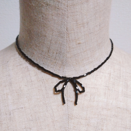 リボン結びビーズチョーカー ネックレス・ペンダント うつつ-ututu- 通販 10030866Creema クリーマ