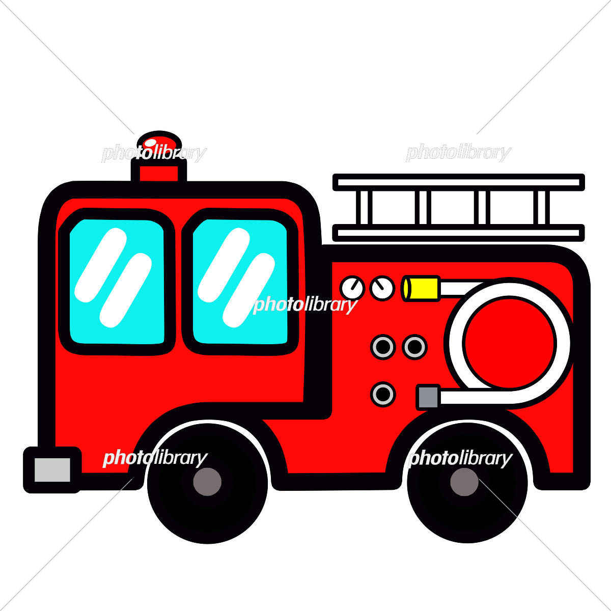 防災の日 消防車・消防士・子どもたち 」のかわいい手書きフリーイラストイラストわくわくBOX