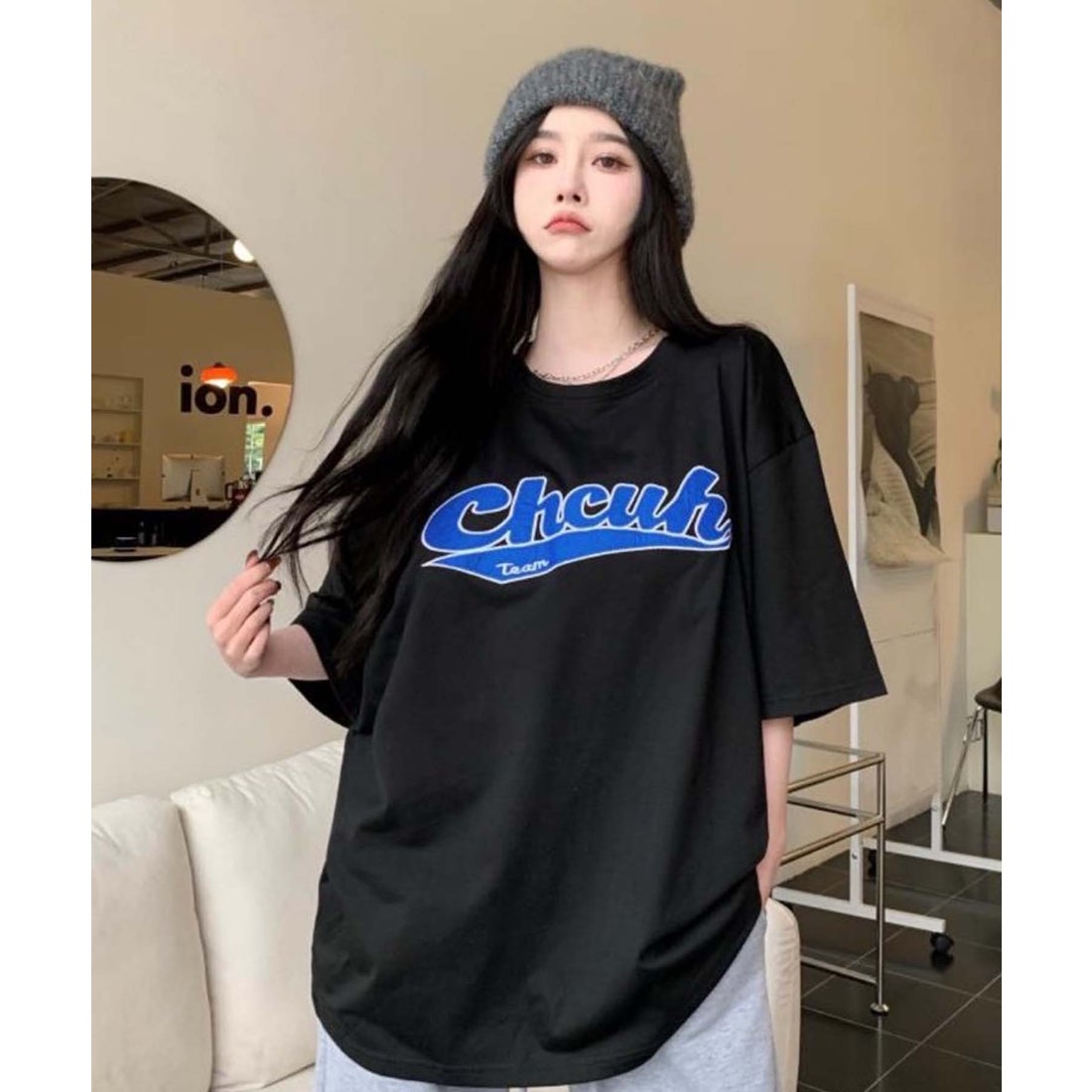 DEVICE select 韓国風ビッグシルエットフード付き カレッジロゴ フーディースウェット＆パーカー メンズ レディース TA146