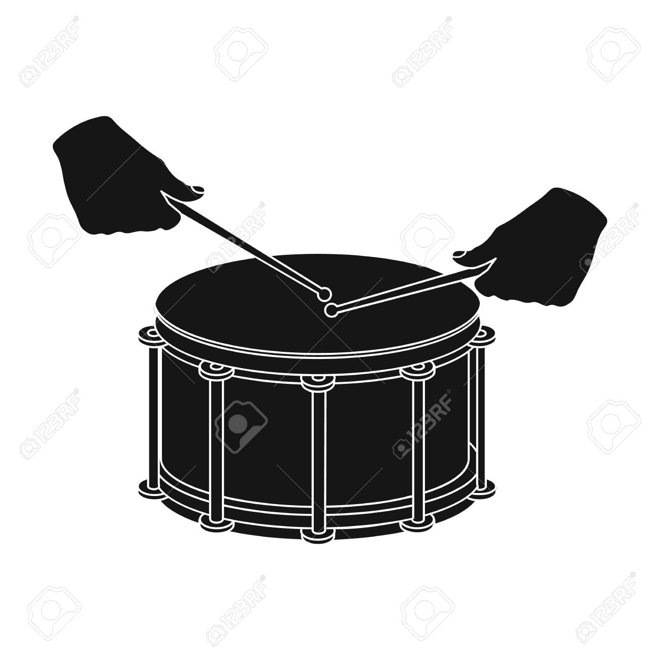 電工ドラムの白黒シルエット無料のAi・PNG白黒シルエットイラスト