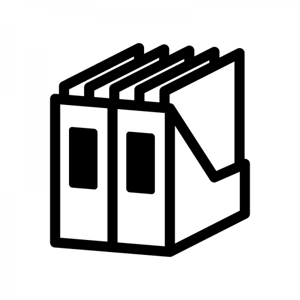 ファイルボックスと書類のシルエット無料のAi・PNG白黒シルエットイラスト