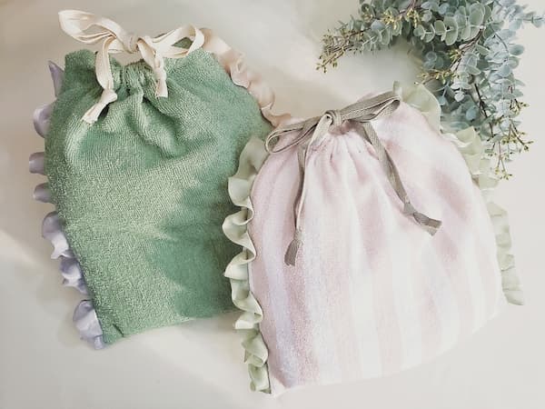 体操着袋 着替え袋 の作り方裏地なし、フリル・マチ・持ち手ありKANAMARI かなまり