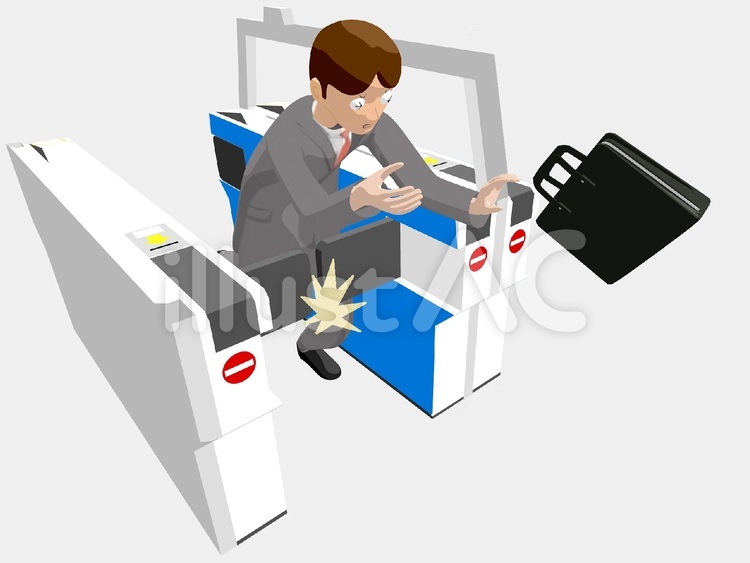 駅・交通ICカードの自動改札のシルエット無料のAi・PNG白黒シルエットイラスト